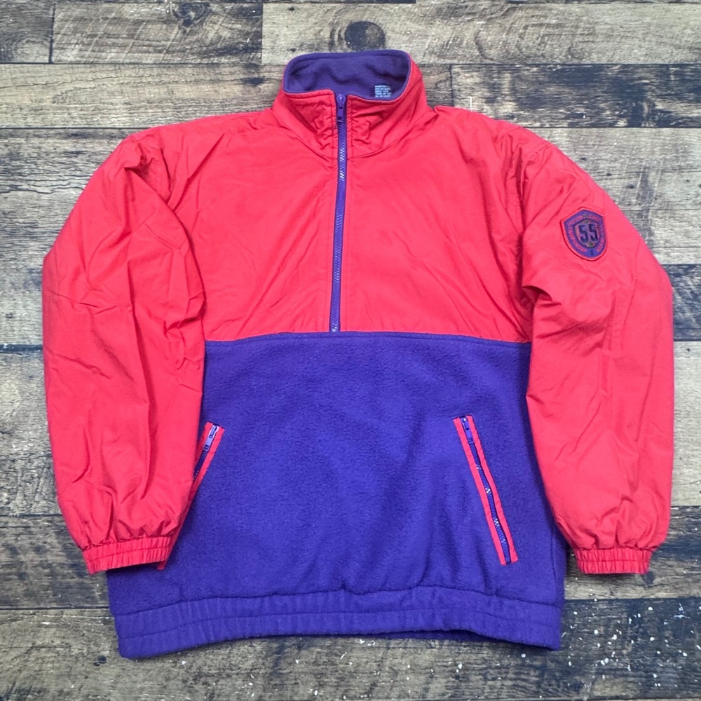 GAP Men's Colorblock Fleece Lined Nylon Jacket Red Purple Size S Mountain ski